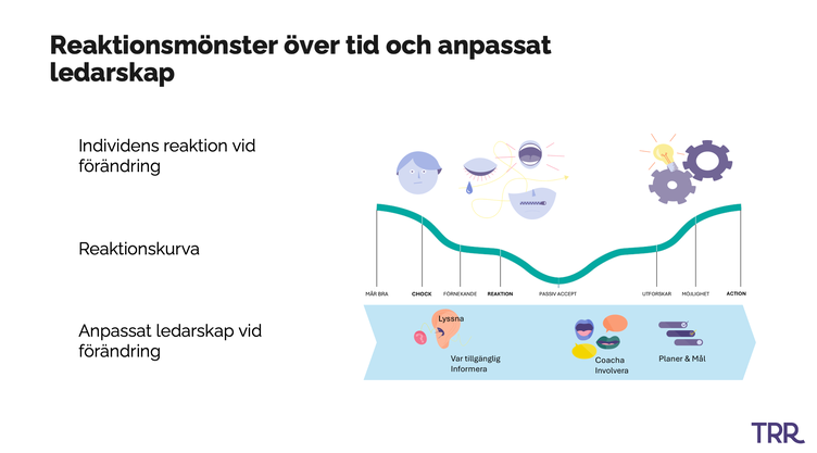 Illustration med kurvor och ikoner som visar olika sinnesstämningar i samband med olika faser