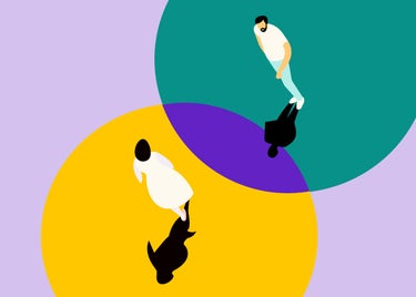 illustration med tva cirklar och tva manniskor